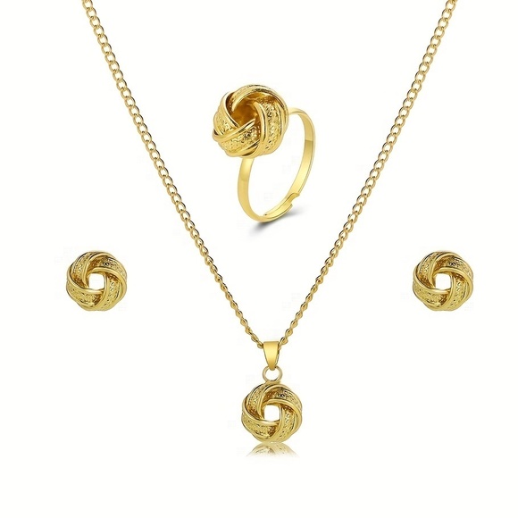 14k Gold Plated Boho Chic 4-Piece Jewelry Set - Picture 5 of 5